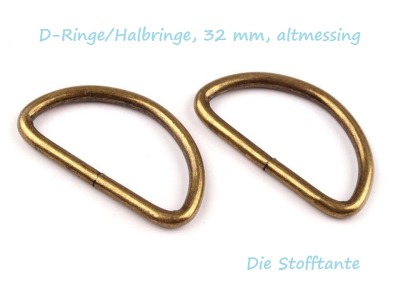 D-Ring | Halbring | 32 mm | altmessing | 10 Stck.