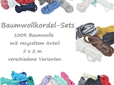 Kordel-Sets 5 mm | Baumwolle | mit recyceltem Anteil | 5x2 m