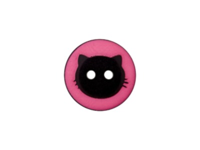 Polyesterknopf 2-Loch Katze Miau | pink