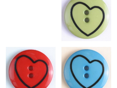 Kinderknopf mit schiefem Herz | 18 mm | 3 Farben | 2 Loch
