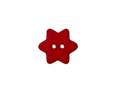 Polyesterknopf Stern | 15 mm | rot | 3 Stück