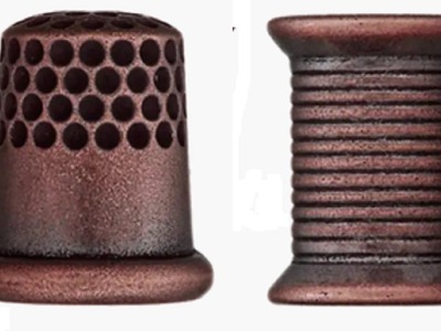 Polyesterknopf metallisch, kupfer | Garnspule &amp; Fingerhut | mit Öse
