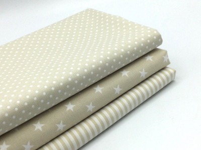 Stoffpaket Baumwolle | Punkte, Sterne, Streifen | 3 x 50 cm | beige