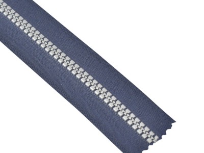 Endlos-Profilreißverschluss aus Kunststoff | marine-silber | 1 m incl. 2 Schieber