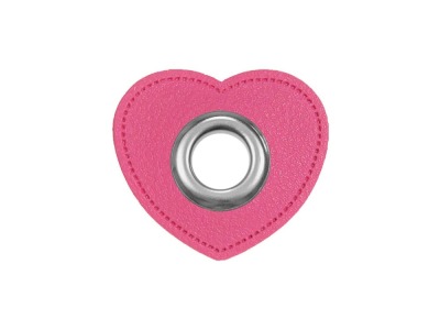 Ösen Patches für Kordeln Lederimitat | Herzen | pink | 1 Paar