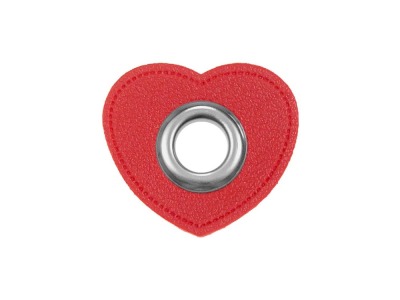Ösen Patches für Kordeln Lederimitat | Herzen | rot | 1 Paar