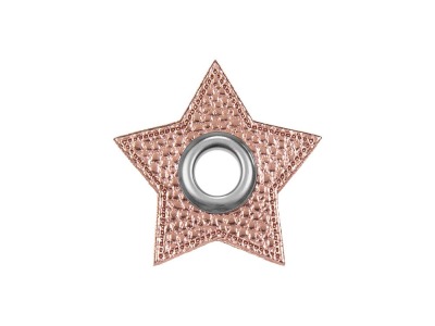 Ösen Patches für Kordeln Lederimitat | Stern | rosa metallic | 1 Paar