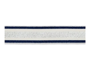 Ripsband Lurex 25 mm | silber-dunkelblau