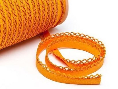 Schrägband mit Häkelborte | 12 mm | orange