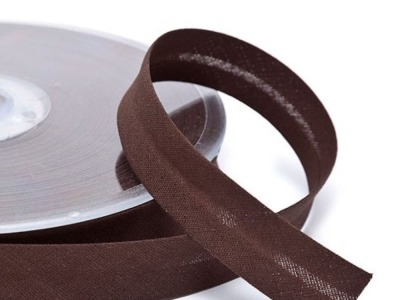 Schrägband uni | 18 mm | Baumwolle-Polyester | dunkelbraun