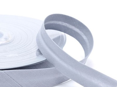 Schrägband uni | 18 mm | Baumwolle-Polyester | kieselgrau
