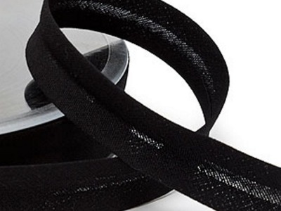 Schrägband uni | 18 mm | Baumwolle-Polyester | schwarz