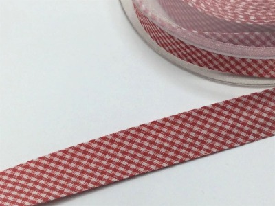 Schrägband | Vichykaro | 20 mm | vorgefalzt | rot