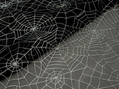 Feintüll | Spider Web | schwarz-silber | Halloween, Karneval | ab 0,5 m
