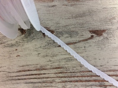 Elastische Abschlusslitze | Wäschespitze | 8 mm | weiß