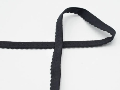 Elastisches Einfaßband | Schrägband | Gummiband für Unterwäsche | 12 mm | schwarz