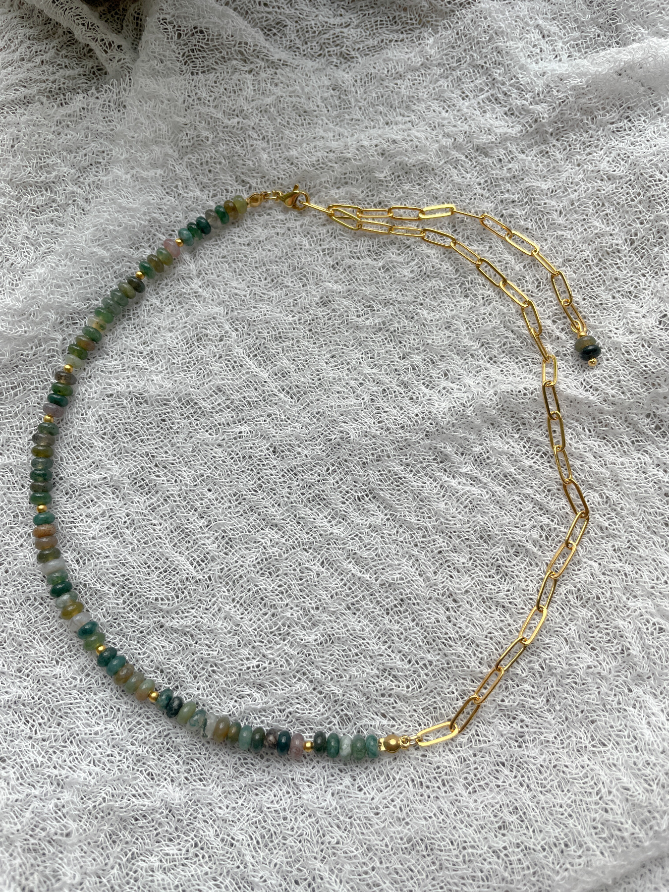 LEXI - handgemachte Halskette - Indischer Achat - Gold - handmade beaded jewelry