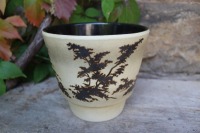 Blumentopf Übertopf Keramik Bäume Blätter pflanzliches Design Vintage 60er Jahre 2