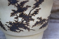 Blumentopf Übertopf Keramik Bäume Blätter pflanzliches Design Vintage 60er Jahre 4
