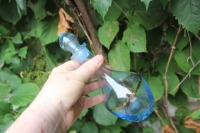 Art Deco Likör oder Schnaps Set Karaffe 6 Gläser blaues Glas Vintage Böhmen 60er 70er Jahre 5