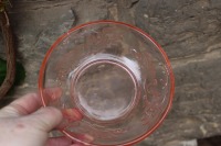 Deckeldose Bonbonniere Konfektschale rosa Glas Rosalinglas Pressglas Fenne Glas Isolde 30er Jahre
