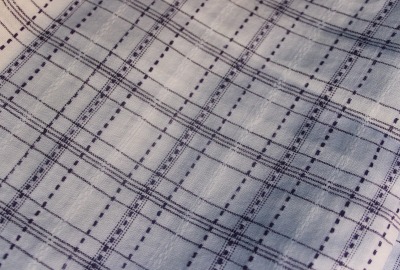 2 Kissenbezüge Bauernleinen Bauernbettwäsche weiß blau kariert 40er 50er Jahre