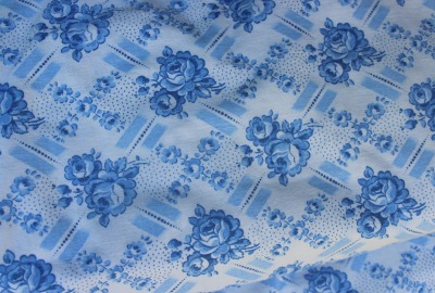 Bauernleinen Bettbezug Bauernbettwäsche weiß blau Rosen Dekor 40er 50er Jahre
