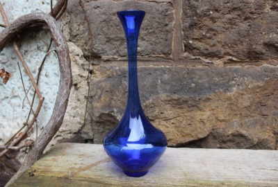 Pop Art Vase blaues Glas mundgeblasen Lauscha 70er Jahre Vintage DDR GDR
