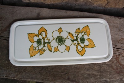 Königskuchenplatte Stollenplatte Herbolzheim Keramik Blumendekor 70er Jahre