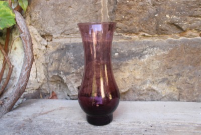 Vase Amethyst lila Glas mundgeblasen Lauscha 60er Jahre Vintage DDR GDR