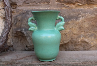 Uebelacker Amphore Vase 15,3 cm Henkelvase Uranglasur Keramik Art Deco 30er Jahre