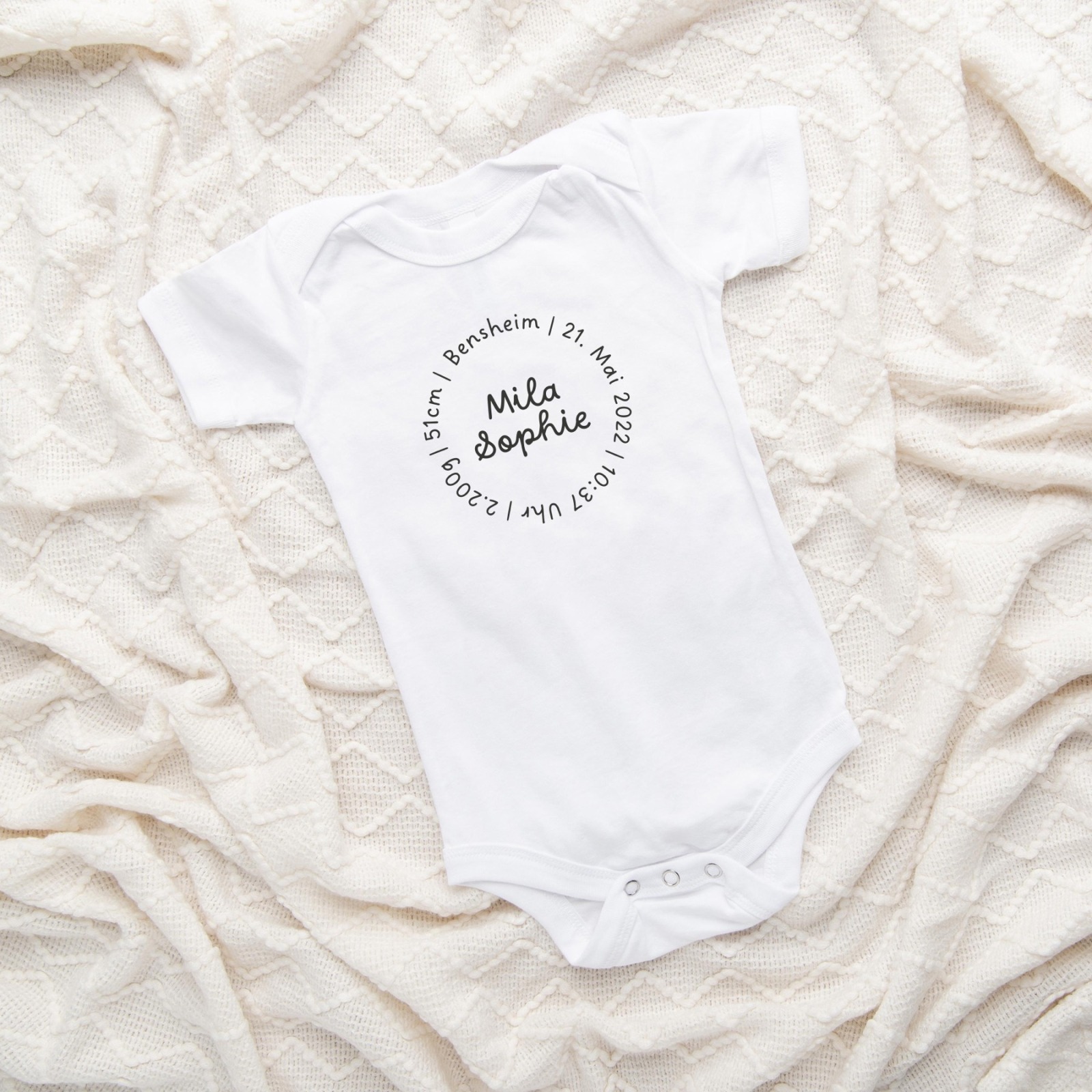 Baby Kurzarm Body Name + Daten