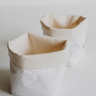 Utensilo / Stoffkorb Mini dots - aus Baumwolle und Mini Waffelpiqué
