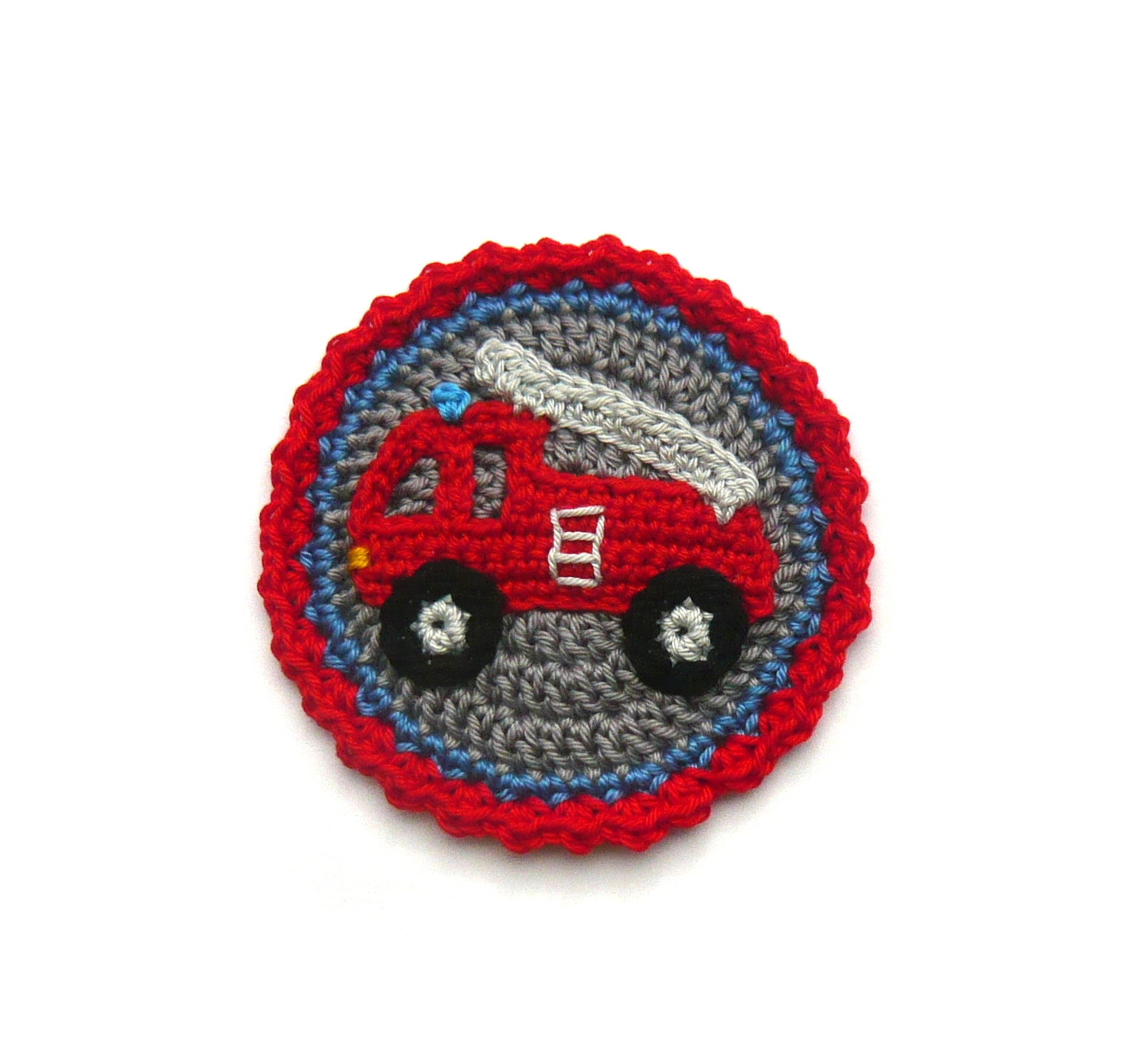 Handgehäkelter Feuerwehr-Button Farbe wählbar 2