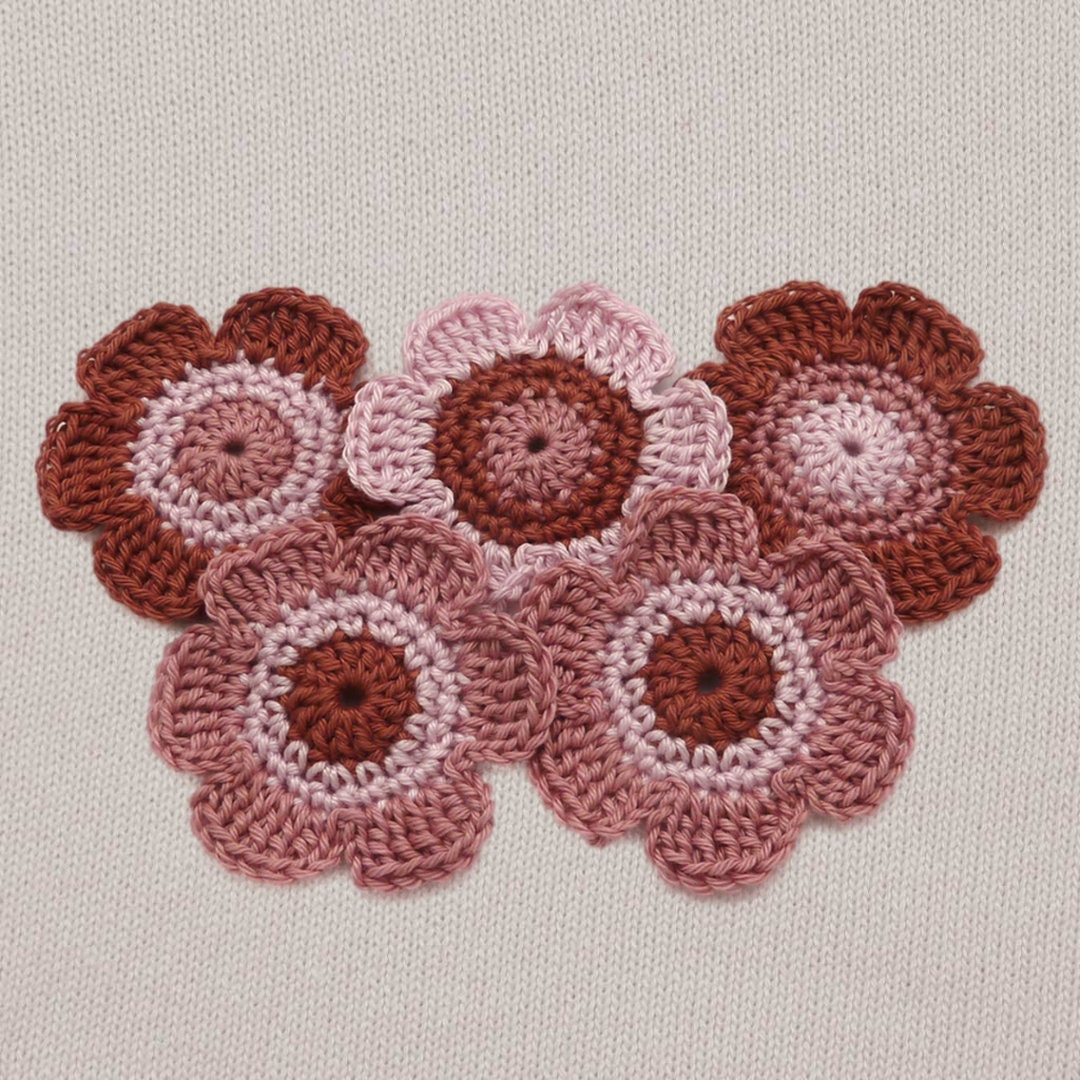 Handgemachte Häkelblumen 3-farbig - 6 cm Durchmesser in Wunschfarben 5