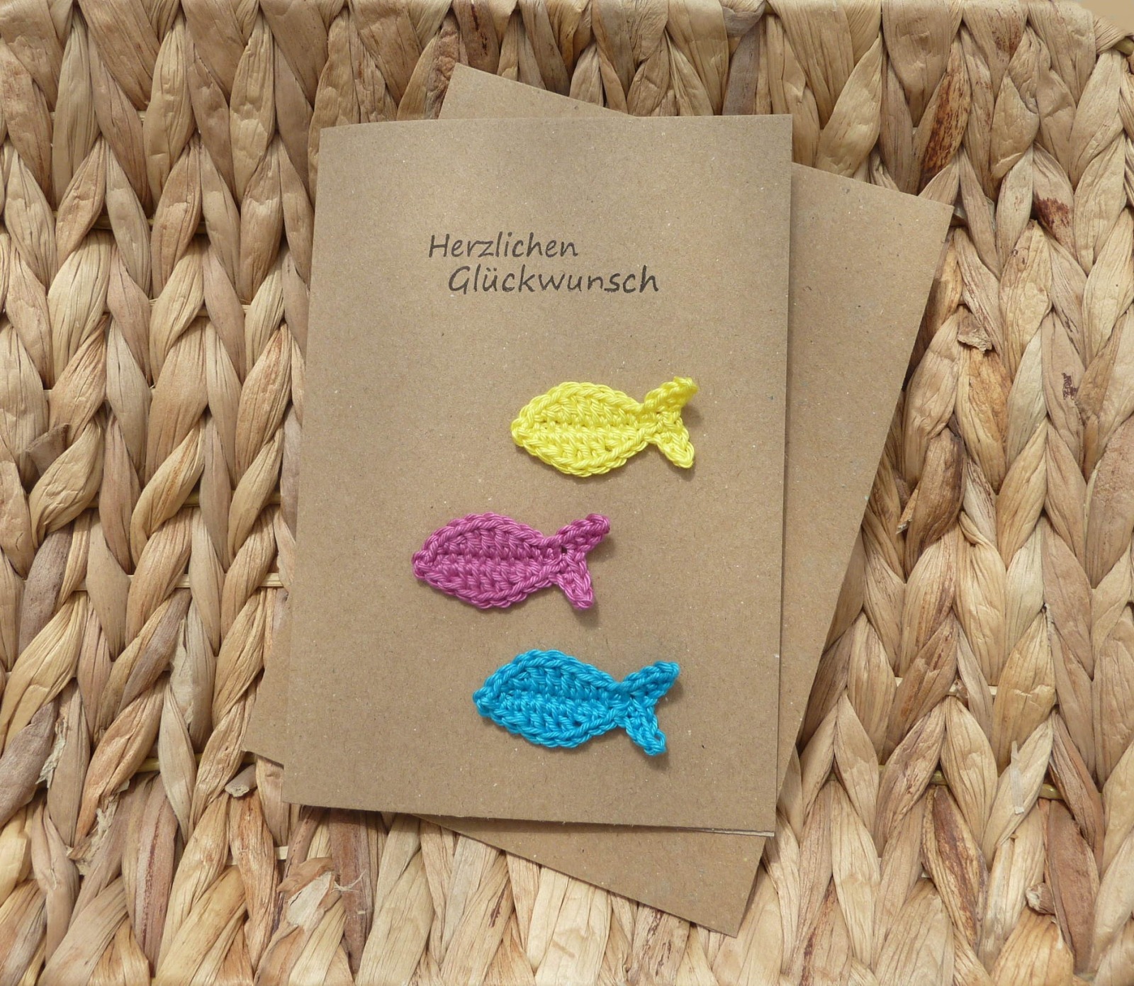 Handgemachte Glückwunschkarte mit Fischen - Perfekt für Taufe, Kommunion und Konfirmation 5