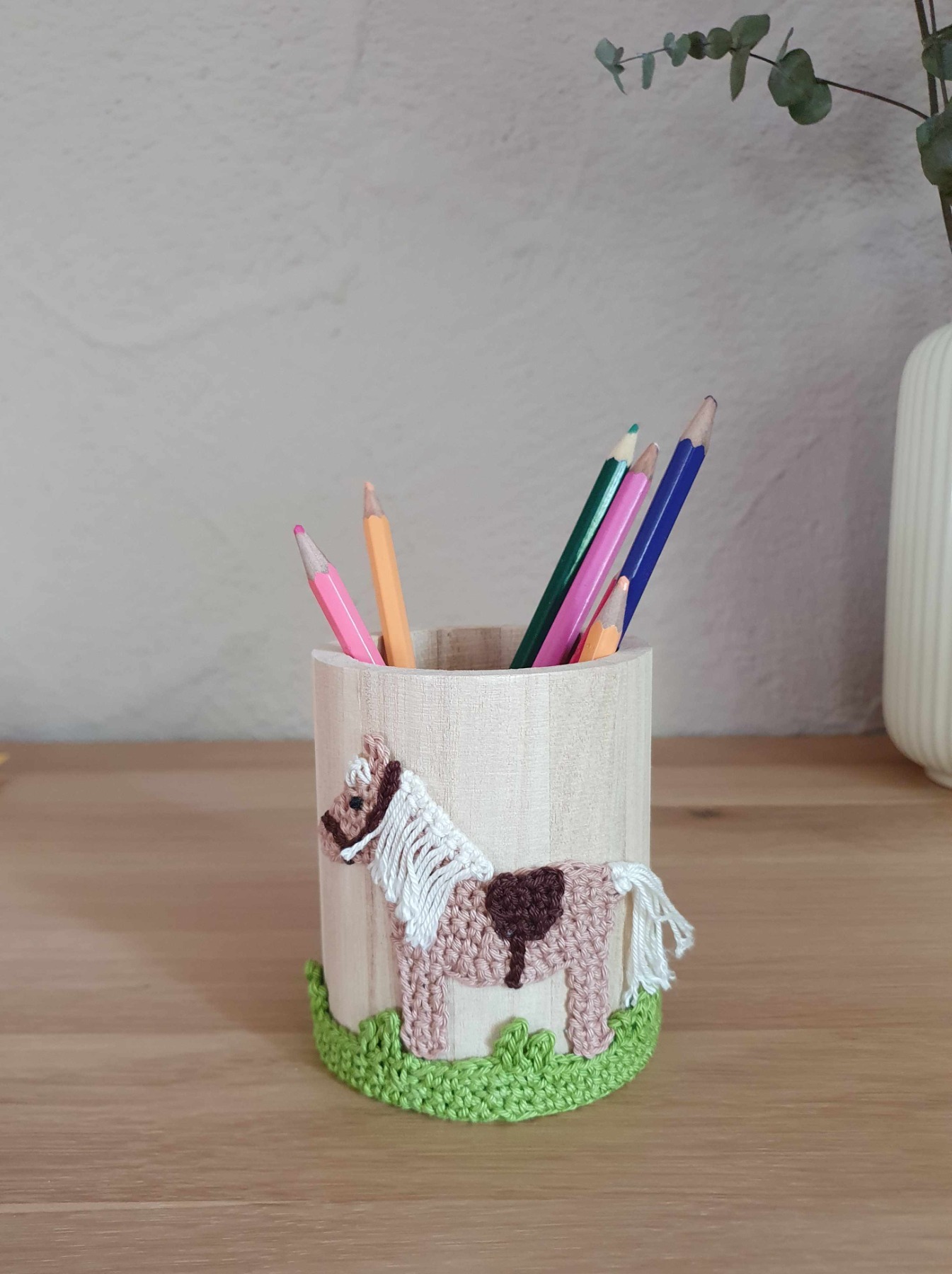 Pferde Haflinger Stiftehalter für Kinder - Holzbecher mit süßem Pferdemotiv 7