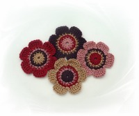 4er Set gehäkelte Blumen - 6 cm Größe, 100% Baumwolle 2