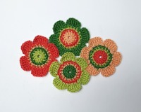 4er Set Häkelblumen aus Baumwolle - 6 cm 6