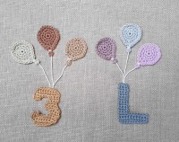 Zahl oder Buchstaben mit 3 Luftballons Häkelapplikation 15