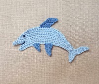Delfin Häkelapplikation 13 cm