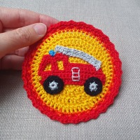 Handgehäkelter Feuerwehr-Button Farbe wählbar 5
