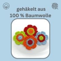 Handgemachte Häkelblumen 3-farbig - 6 cm Durchmesser in Wunschfarben 10