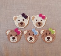 Bär Häkelapplikation - Teddybär Eisbär Aufnäher 7