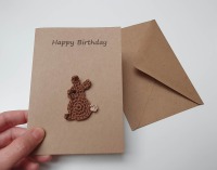 Handgemachte Oster- oder Geburtstagskarte mit Häkel-Hase für Kinder 2