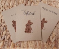 Handgemachte Oster- oder Geburtstagskarte mit Häkel-Hase für Kinder 4