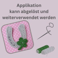 Handgemachte Glückwunschkarte mit gehäkeltem Hufeisen-Kleeblatt-Motiv 5