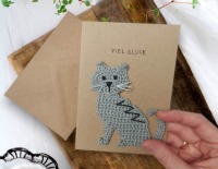 Handgefertigte Katzen-Klappkarte aus Kraftpapier - Perfekt für alle Anlässe