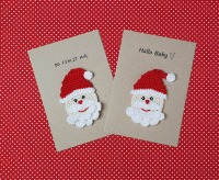 Handgemachte Weihnachtskarte mit süßem gehäkeltem Weihnachtsmann 3