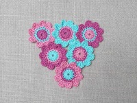 Frühlingshafte Häkelblumen - 6er Set 5cm in Mint und Pink-Tönen 5
